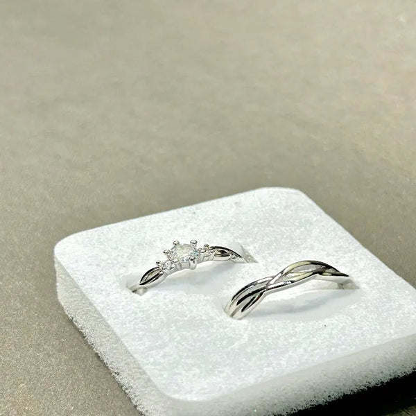 Couple Ring Set – Silver with Zircon Stones Rings - Zircon Luxury