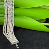 Luxury Multi-Row Rhinestone Bracelet – Silver Finish