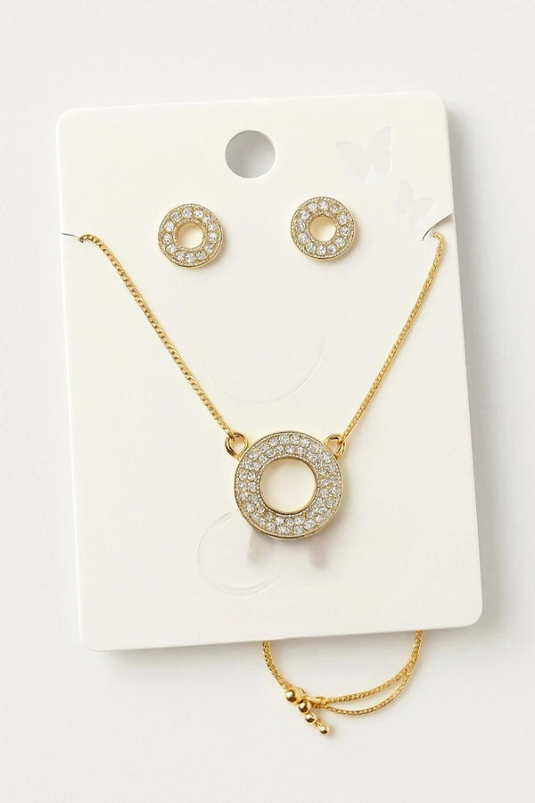 elegance Zircon Pendant-Gold Round Necklace with tops