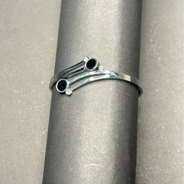 Silver Bangle with Diamond Gemstone - Zircon Luxury