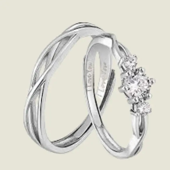 Couple Ring Set – Silver with Zircon Stones Rings - Zircon Luxury