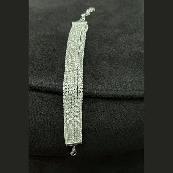 Luxury Multi-Row Rhinestone Bracelet – Silver Finish