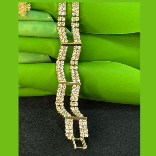 Double Row Rhinestone Chain Bracelet – Silver Elegance