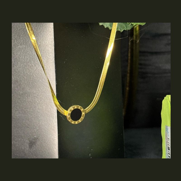 Black Pendent with Golden Chain